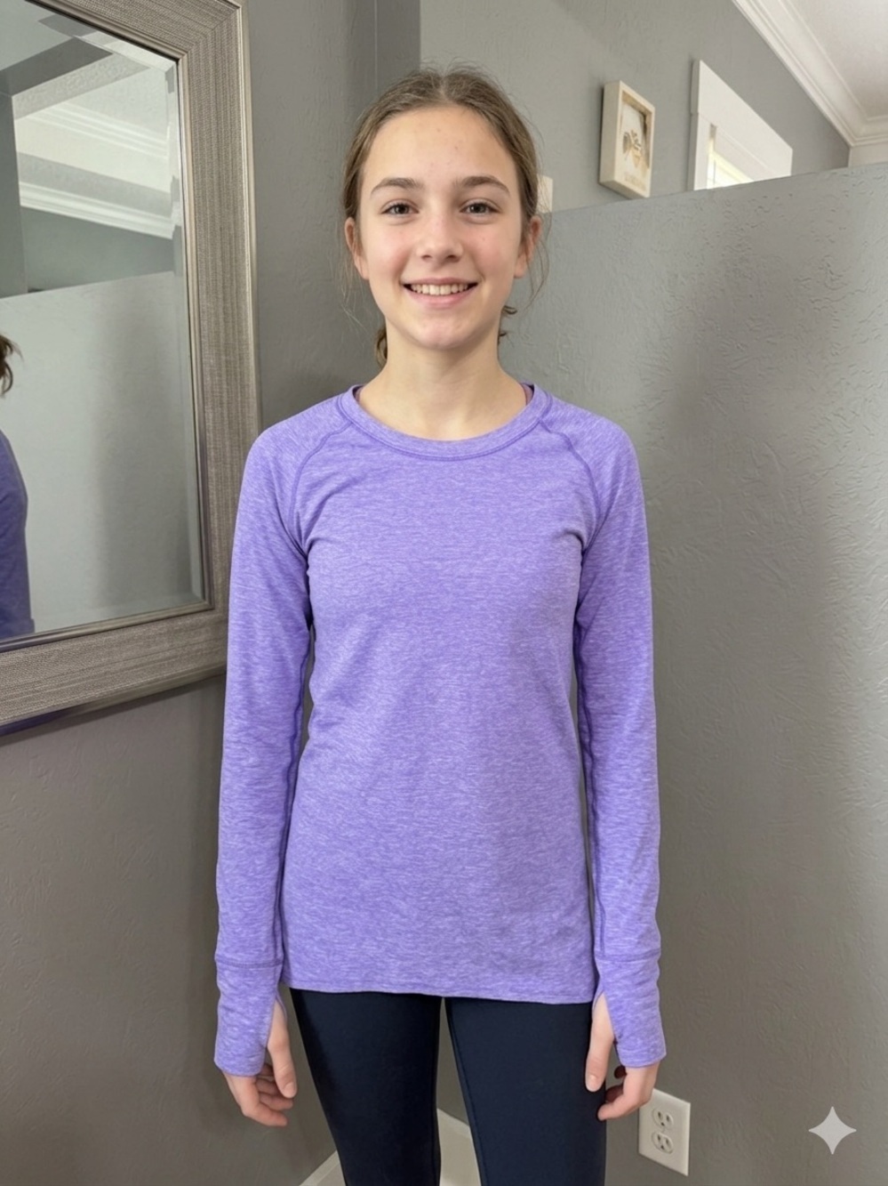 Ivivva Lululemon Practice Ready Purple Long Sleeve Athletic Yoga Shirt Size 12